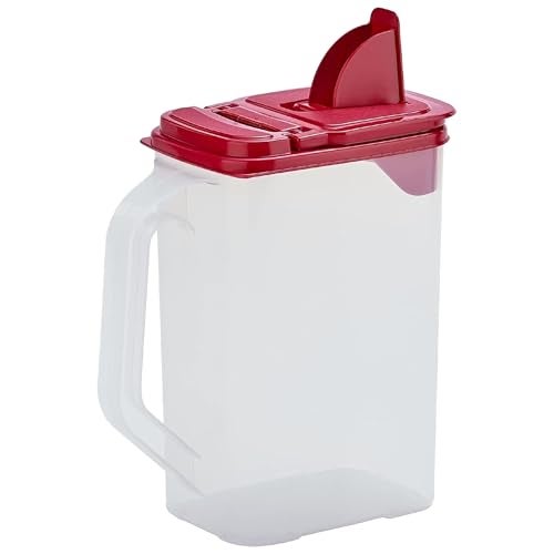 Buddeez Flour and Sugar Container - 4 Quart All Purpose Kitchen Organization and Storage Unit, Dry Storage Container For Kitchen, Large Food Storage Container for Organizing Your Pantry (Red Lid) - Image 1