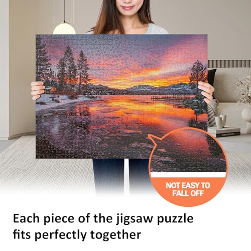Yunlus Jigsaw Puzzles for Adults 1000 Pieces Impossible Hard Difficult Challenging Puzzles for Adults Teens Snow Scene On The Lake Landscape Sunset Jigsaw Puzzle 1000 Pieces 28 x 20 inch - Image 5