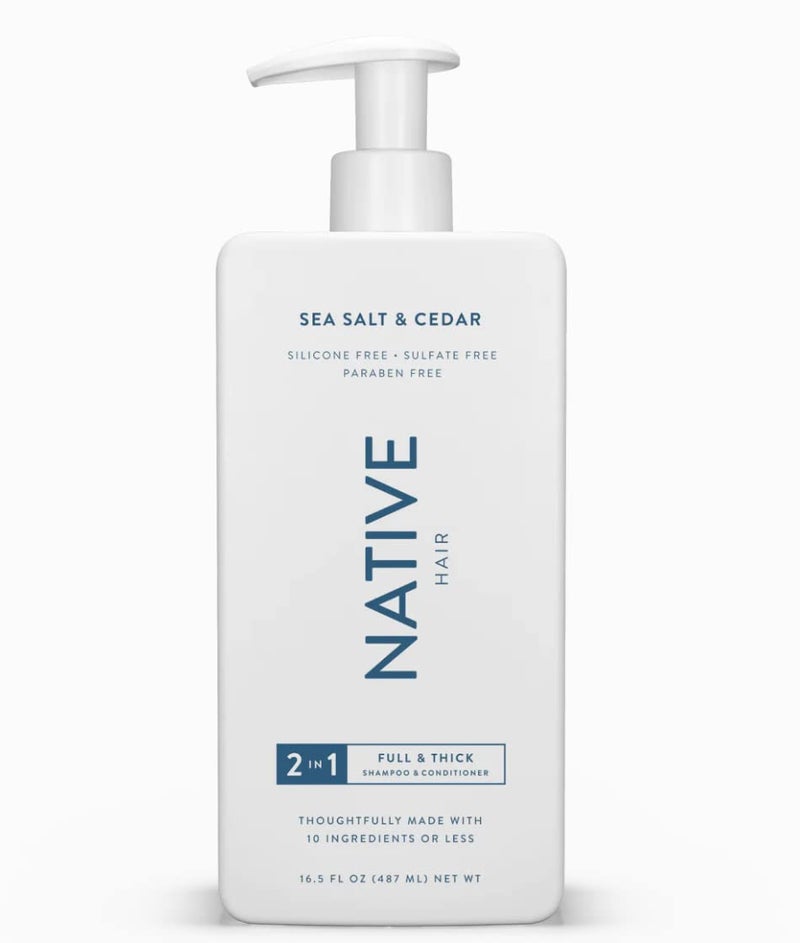 native Sea Salt & Cedar 2-in-1 Shampoo and Conditioner, Full & Thick |Sulfate Free, Paraben Free, Dye Free, with Naturally Derived Clean Ingredients| 16.5 oz - Image 1