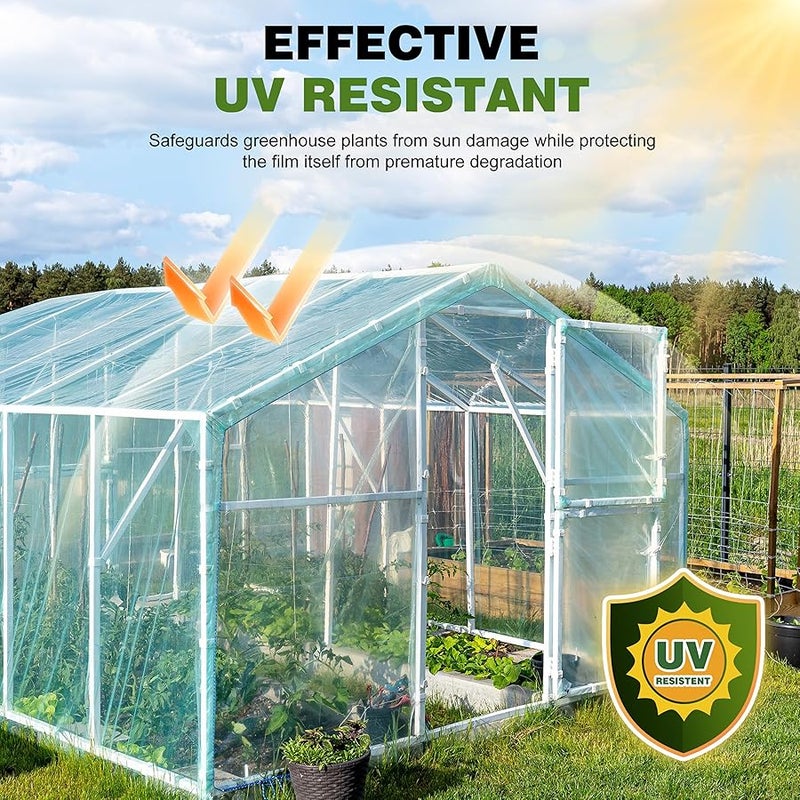 PROMORE 6 Mil 10x25 FT Heavy Duty Plastic Sheeting, UV Resistant Tear-Proof for Greenhouse, Farm, Livestock, Construction, Painting, Floor Protection - Image 4