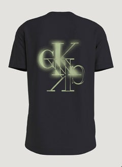 CALVIN KLEIN Men's Cotton Mirrored CK Logo T-Shirt,  Black  - Image 3