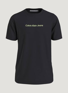 CALVIN KLEIN Men's Cotton Mirrored CK Logo T-Shirt,  Black  - Image 2