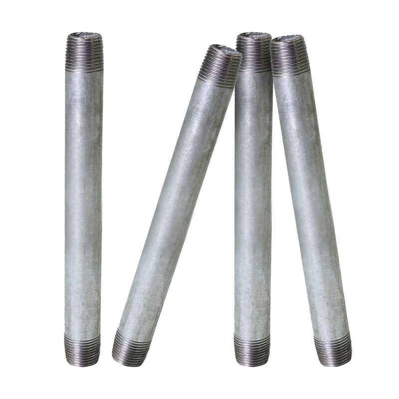 SUPPLYGIANT OQHM14704 Pre Cut Industrial Steel Nipple Pipe Malleable Connectors Used To Build Vintage Furniture Fits Quarter Inch Threaded Pipes and Fittings 14 x 7 Galvanized Pack of 4 - Image 2