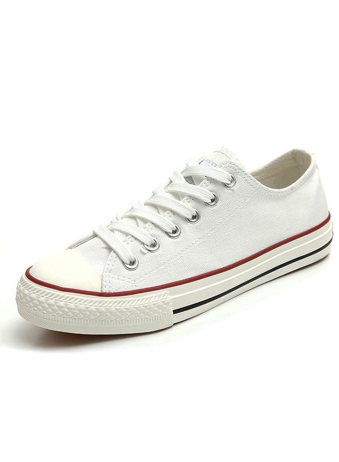 Beauenty Female low cut Top Canvas Sneakers Casual Lace up Canvas Shoes for Fashion White Walking Sneakers - Image 1