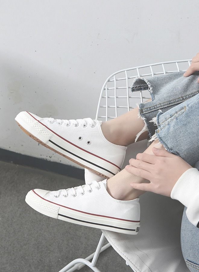 Beauenty Female low cut Top Canvas Sneakers Casual Lace up Canvas Shoes for Fashion White Walking Sneakers - Image 2