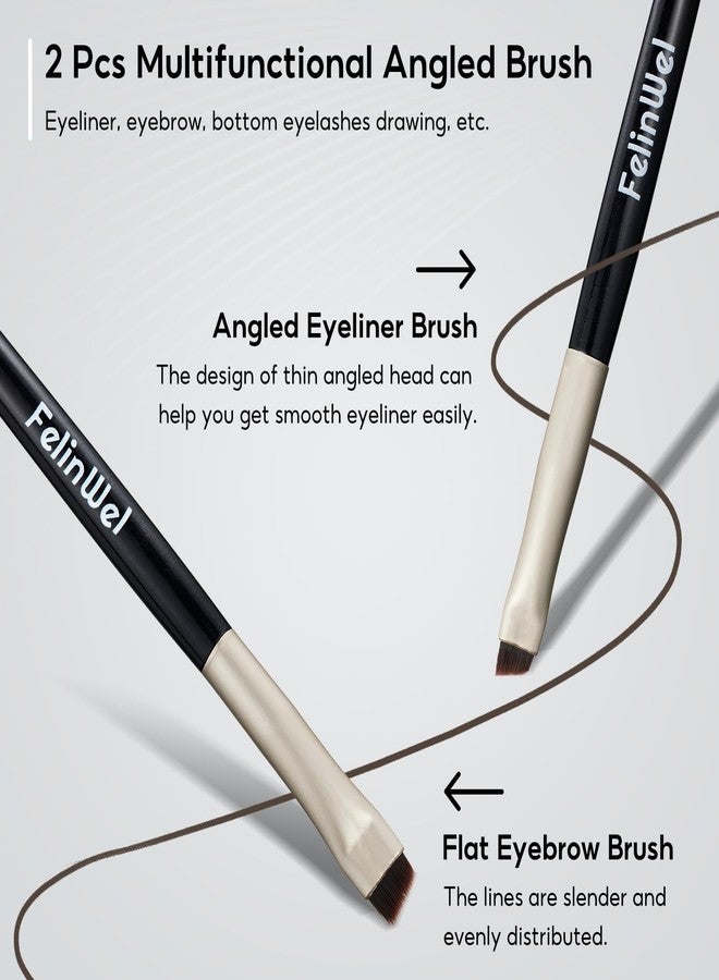 FelinWel 2 Pcs Angled Eyeliner and Eyebrow Brushes Set, Ultra Thin Slanted Flat Angle Precision Makeup Brush - Image 2