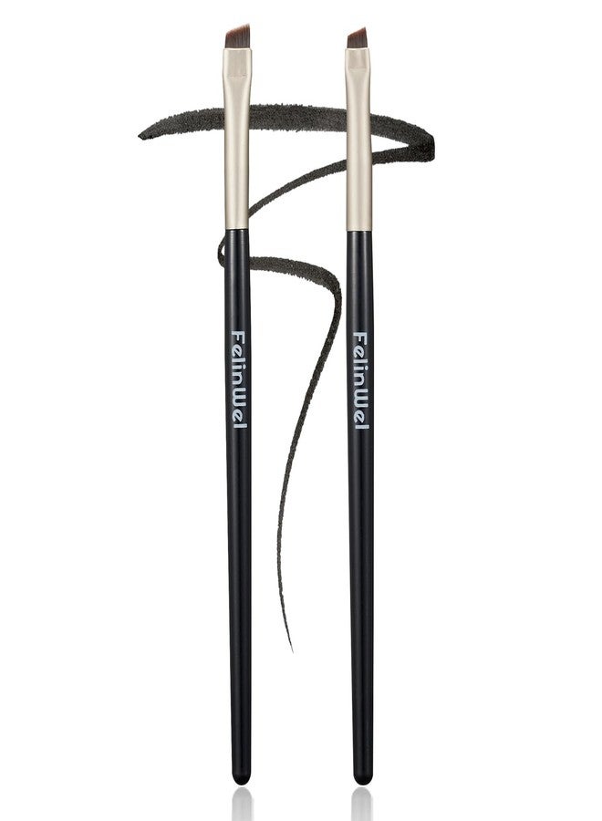 FelinWel 2 Pcs Angled Eyeliner and Eyebrow Brushes Set, Ultra Thin Slanted Flat Angle Precision Makeup Brush - Image 1
