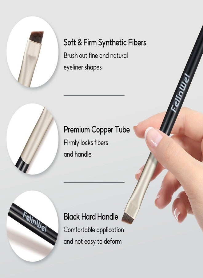 FelinWel 2 Pcs Angled Eyeliner and Eyebrow Brushes Set, Ultra Thin Slanted Flat Angle Precision Makeup Brush - Image 4