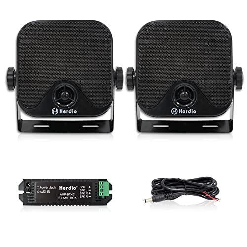 Herdio 4 Inches Heavy Duty Waterproof Boat Marine Bluetooth Speakers Surface Mounted for Camper Skid Steer ATV UTV RZR Golf Cart Tractor - Image 1