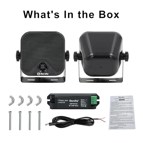 Herdio 4 Inches Heavy Duty Waterproof Boat Marine Bluetooth Speakers Surface Mounted for Camper Skid Steer ATV UTV RZR Golf Cart Tractor - Image 5