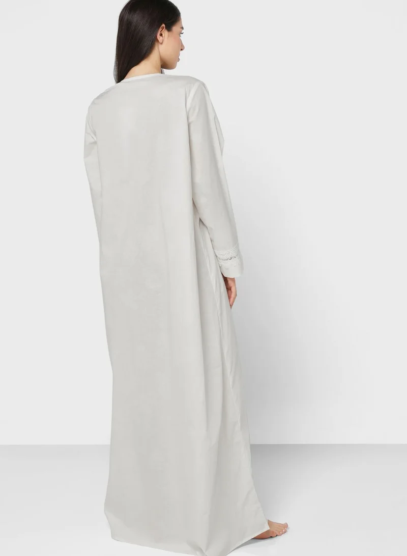 KASHKHA V-Neck Lace Detail Nightdress