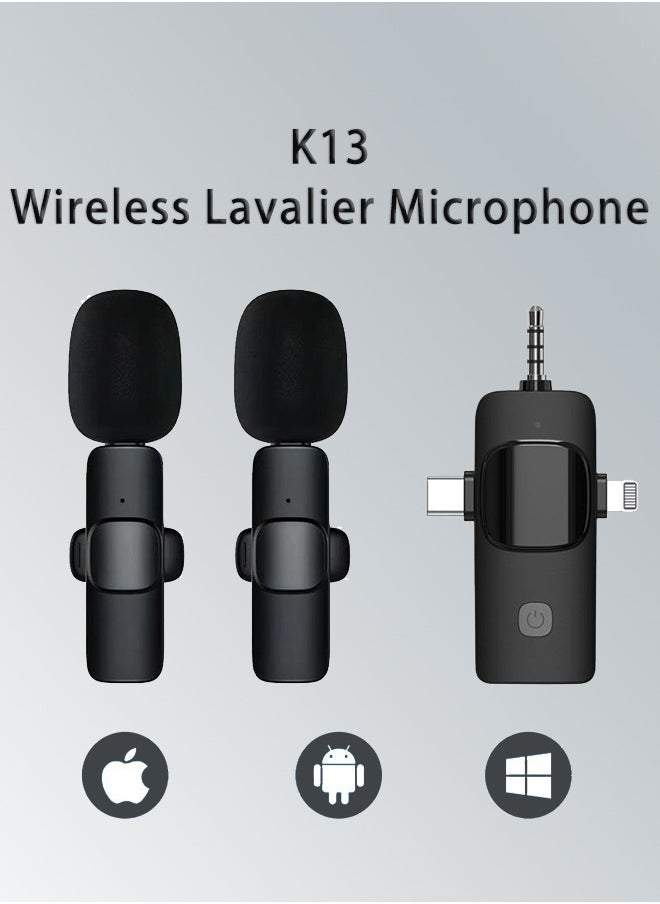 Generic - 3 in 1 Wireless Lavalier Microphones for iPhone, iPad, Android, Camera, USB-C Microphone, 7-Hour Battery, Mini Microphone with Noise Reduction for Video Recording, Vlog, YouTube, TikTok - Image 1