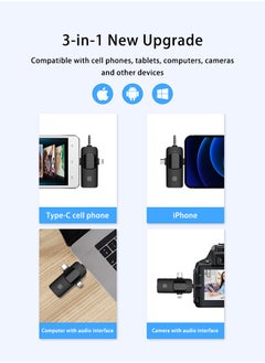 Generic 3 in 1 Wireless Lavalier Microphones for iPhone, iPad, Android, Camera, USB-C Microphone, 7-Hour Battery, Mini Microphone with Noise Reduction for Video Recording, Vlog, YouTube, TikTok  - Image 4