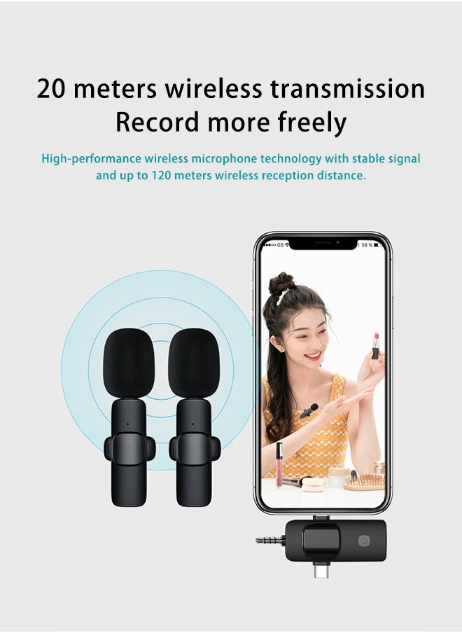 Generic - 3 in 1 Wireless Lavalier Microphones for iPhone, iPad, Android, Camera, USB-C Microphone, 7-Hour Battery, Mini Microphone with Noise Reduction for Video Recording, Vlog, YouTube, TikTok - Image 1
