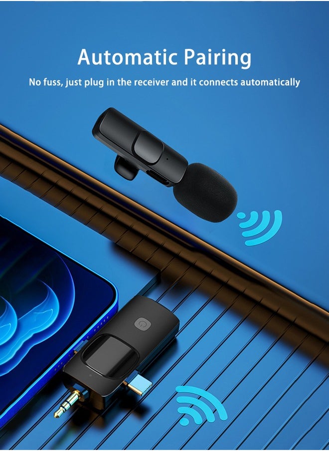 Generic - 3 in 1 Wireless Lavalier Microphones for iPhone, iPad, Android, Camera, USB-C Microphone, 7-Hour Battery, Mini Microphone with Noise Reduction for Video Recording, Vlog, YouTube, TikTok - Image 1