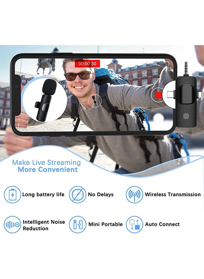 Generic - 3 in 1 Wireless Lavalier Microphones for iPhone, iPad, Android, Camera, USB-C Microphone, 7-Hour Battery, Mini Microphone with Noise Reduction for Video Recording, Vlog, YouTube, TikTok - Image 1
