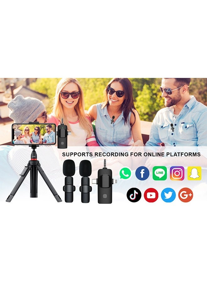 Generic - 3 in 1 Wireless Lavalier Microphones for iPhone, iPad, Android, Camera, USB-C Microphone, 7-Hour Battery, Mini Microphone with Noise Reduction for Video Recording, Vlog, YouTube, TikTok - Image 1