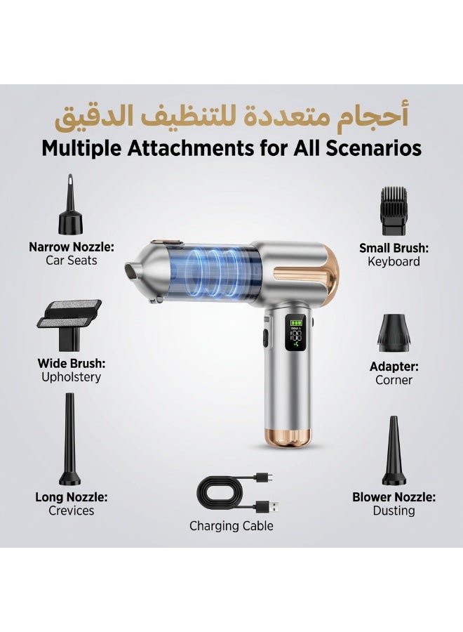 Teranorix Wireless 2-in-1 Blower & Vacuum Cleaner|20000PA High Suction|80000RPM Motor|Digital Display| Portable for Car/Home/Office Cleaning|Type-C Fast Charging|Wide Temperature Resistance - Image 5