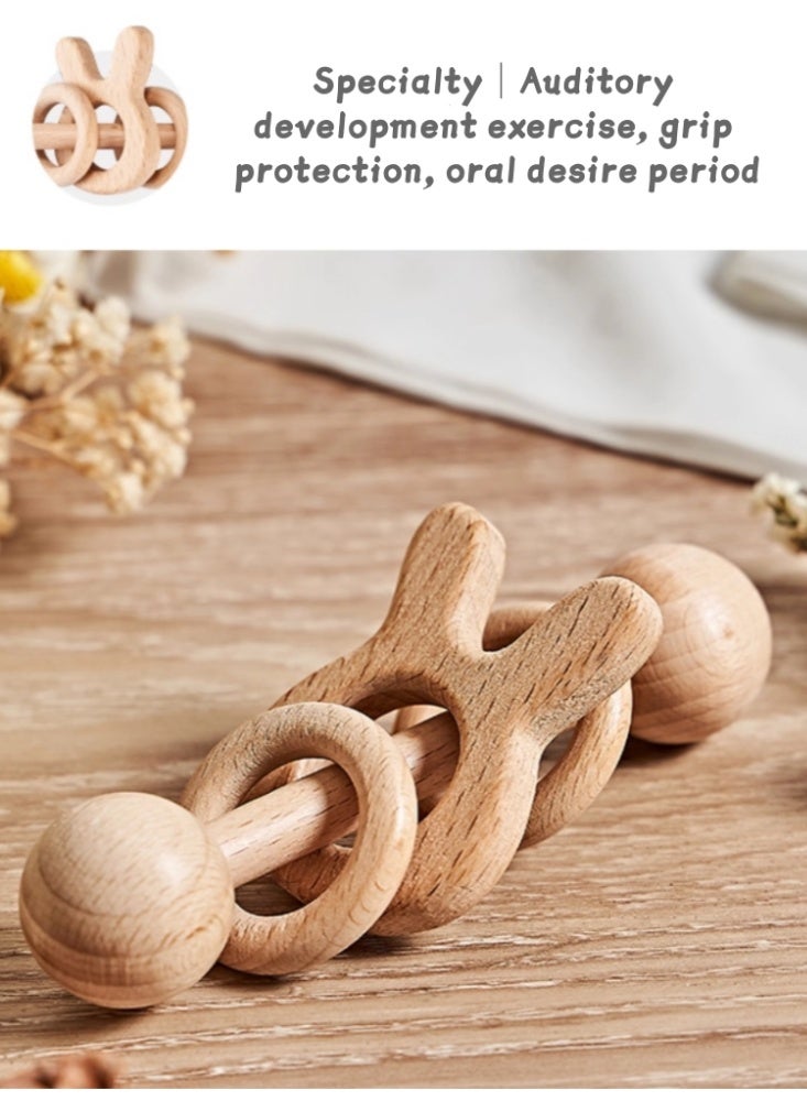 Wooden Ringbell Newborn Meeting Gift Box Baby Full Moon Gift Box Newborn Baby Toy Gift Box【 Simple Square Box+Gift Bag 】 Basic Edition - Image 5