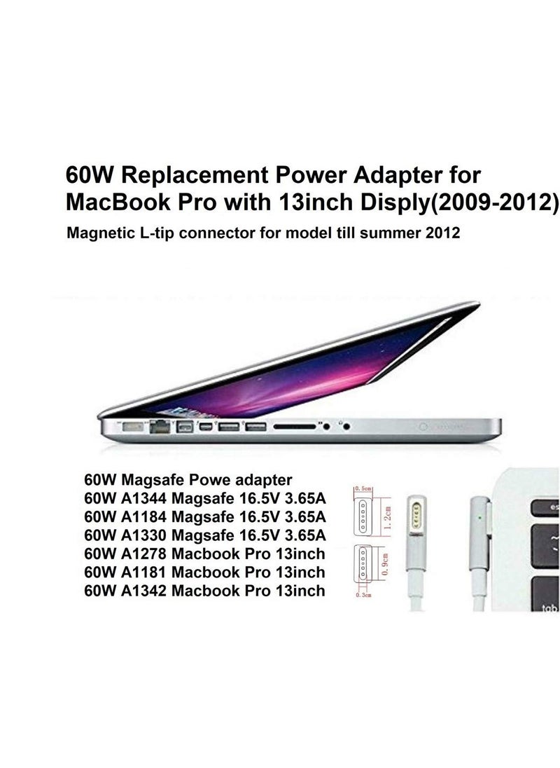 Generic - Replacement 60W Magnetic L-Tip Connector Power Adapter with Plug Compatible for Mac Book Pro 11 and 13in Notebook Computer - Image 1