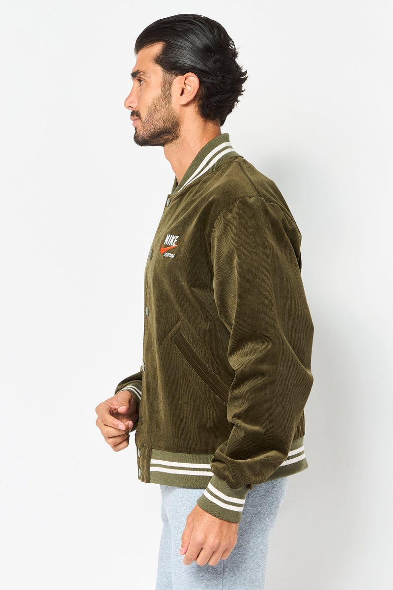 Nike Men Sportswear Fit Long Sleeve Outdoor Bomber Jacket, Army Green - Image 3