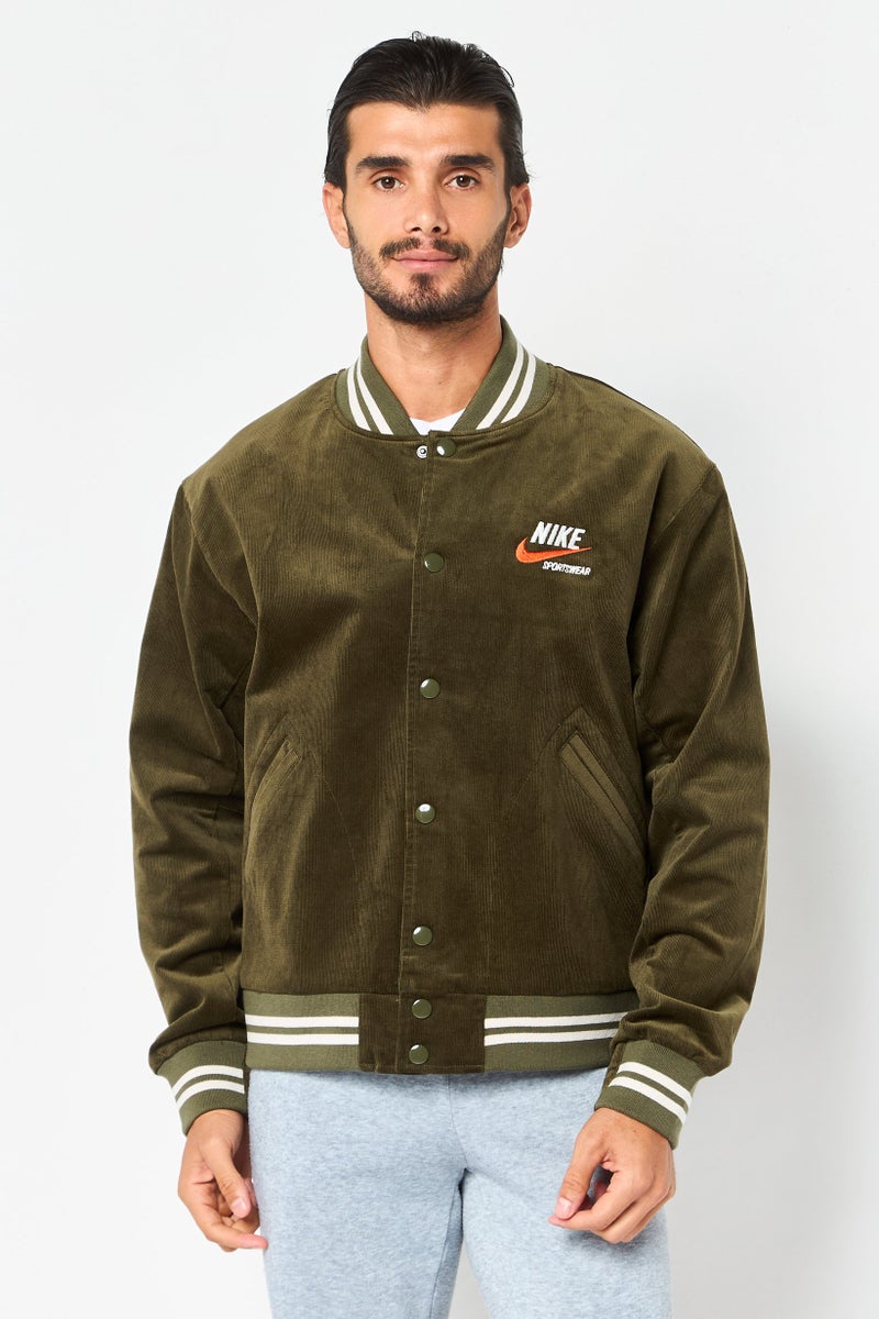 Nike Men Sportswear Fit Long Sleeve Outdoor Bomber Jacket, Army Green - Image 1