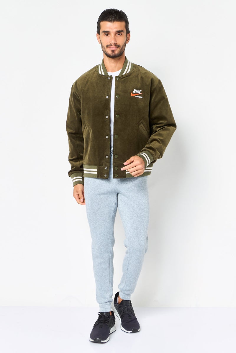 Nike Men Sportswear Fit Long Sleeve Outdoor Bomber Jacket, Army Green - Image 4