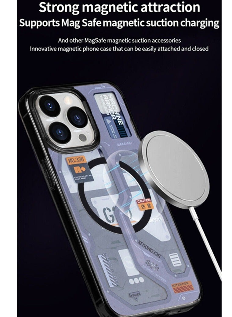 Techie حافظة آيفون 15 برو ماج سيف – سلسلة سبايجن الترا هايبرد G20 ماك فيت مع حلقة معدنية – تصميم رفيع سهل التفكيك – متوافقة مع الشحن اللاسلكي وملحقات ماج سيف – رمادي/أبيض - Image 2