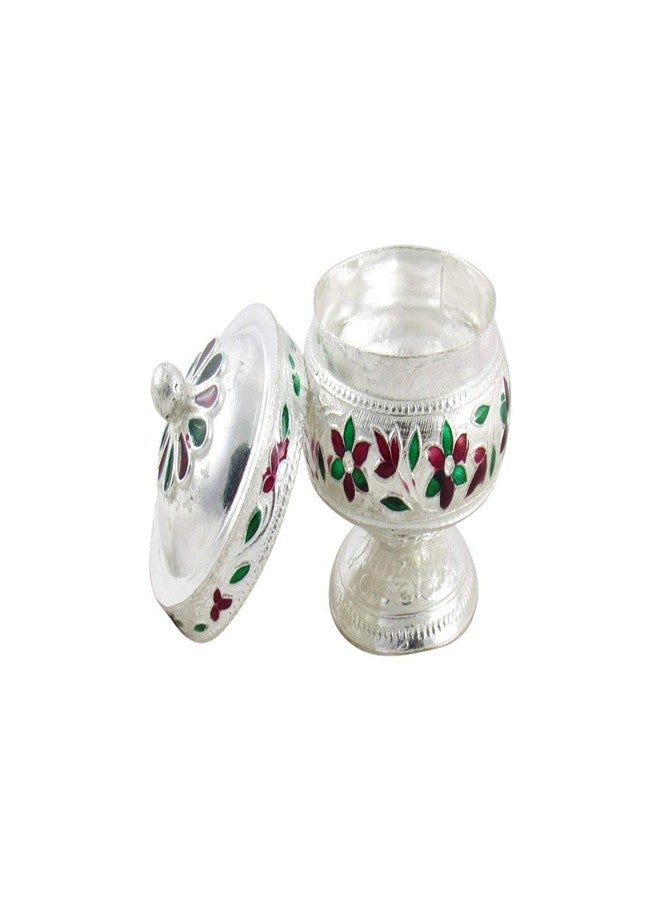GoldGiftIdeas علبة سندور مطلية بالفضة من جولد جيفت آيدياز مع غطاء (عبوة من 5 قطع)، أدوات بوجا منزلية، هدايا تذكارية للنساء، علبة سندور للبوجا مع حقائب بوتلي أنيقة - Image 4