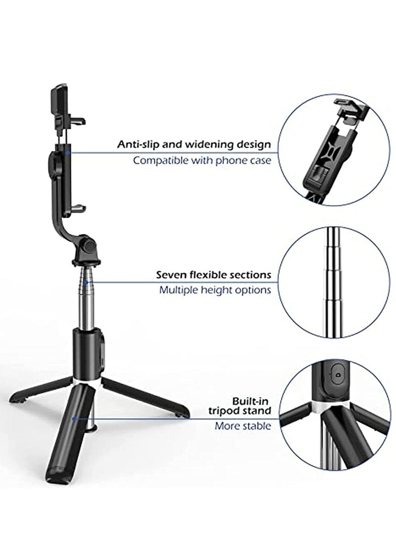 Portable Selfie Stick Tripod with Light with Detachable Bluetooth Remote,41 Inch Extendable Tripod Compatible with IPhone 13 Pro/12/11 Pro/Max/XS/XR/X and Samsung Galaxy S10/S9 Plus