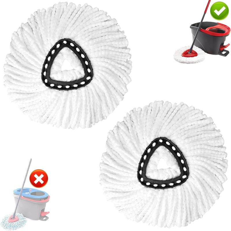High-PQ Spin Mop Replacement Heads, 2Pack Spinning Mop Replace Head for Easy Wring Mop, 100% Microfiber Mop Head Replacement Compatible with Triangle Spin Mop Refill for Floor Cleaning,White - Image 1