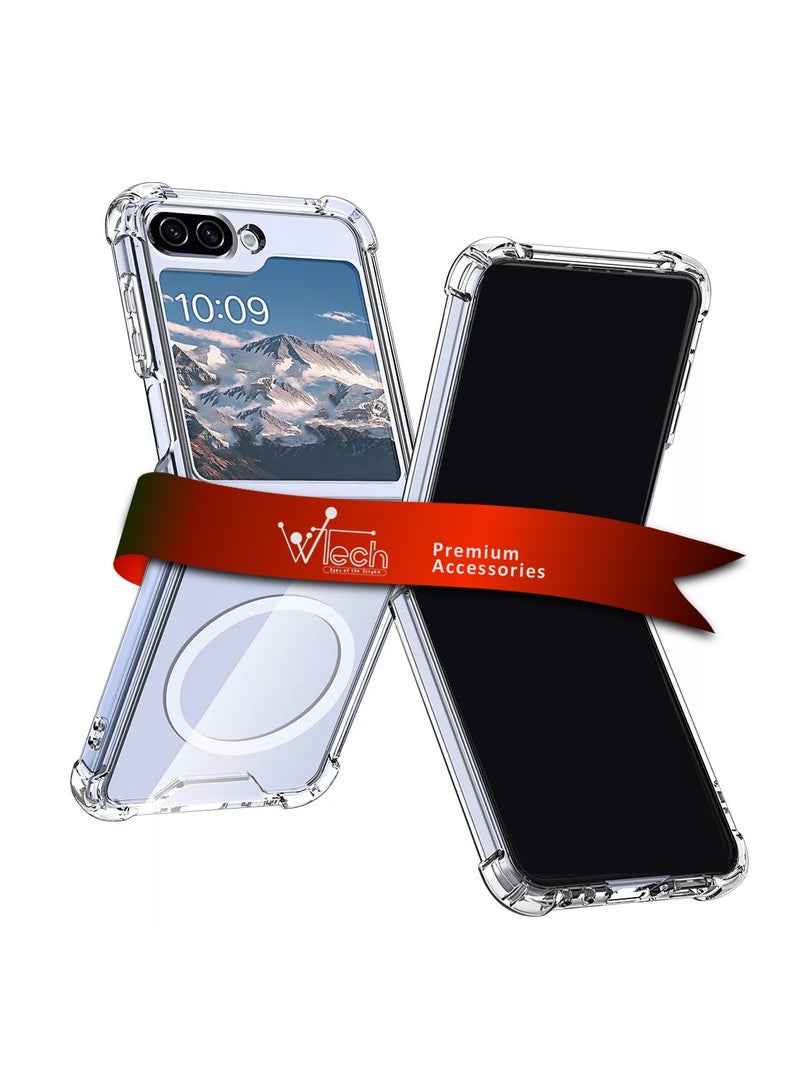 Magnetic Case Slim Transparent Flexible TPU Shockproof Magsafe Back Phone Case Cover For Samsung Galaxy Z Flip6 5G 2024 Clear