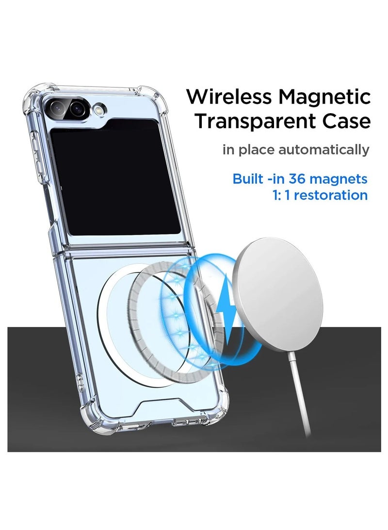 Magnetic Case Slim Transparent Flexible TPU Shockproof Magsafe Back Phone Case Cover For Samsung Galaxy Z Flip6 5G 2024 Clear