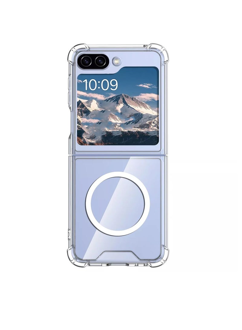 Magnetic Case Slim Transparent Flexible TPU Shockproof Magsafe Back Phone Case Cover For Samsung Galaxy Z Flip6 5G 2024 Clear