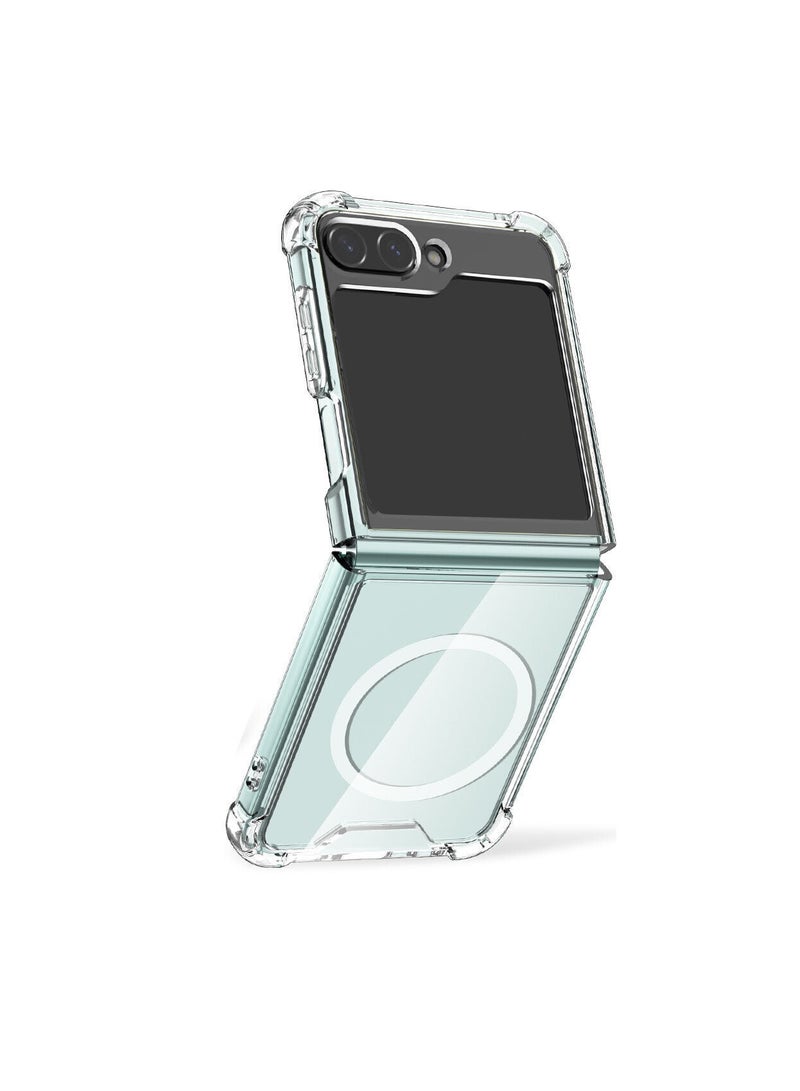 Magnetic Case Slim Transparent Flexible TPU Shockproof Magsafe Back Phone Case Cover For Samsung Galaxy Z Flip6 5G 2024 Clear