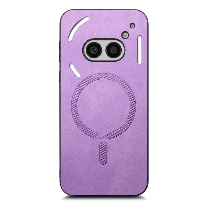 HuHa Case Cover For Nothing Phone 2a Solid Color Retro Magsafe PU Back Cover Phone Case(Purple) - Image 3