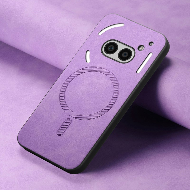 HuHa Case Cover For Nothing Phone 2a Solid Color Retro Magsafe PU Back Cover Phone Case(Purple) - Image 2