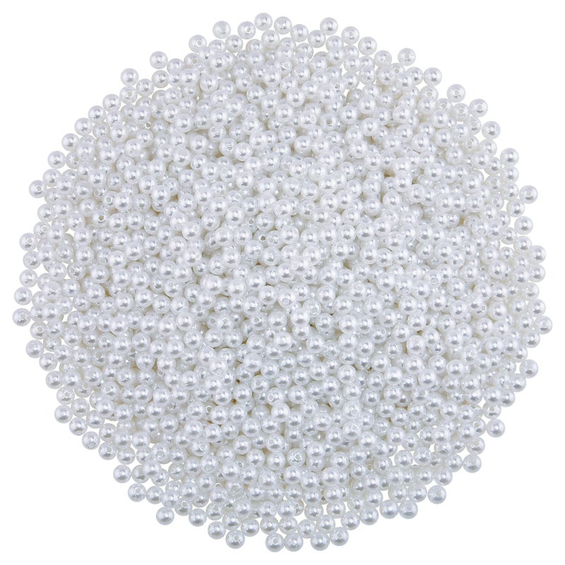 Hapeper 1000 Pack 6mm Plastic Pearl Beads Round Artificial Pearls with Hole for DIY Craft Jewelry Making Necklace Bracelet White