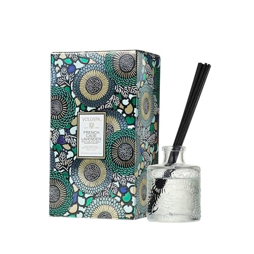 Voluspa French Cade Lavender Scented Reed Diffuser, 3.4 oz, Luxury Woody Lavender Diffuser, Oil Reed Diffusers for Home, Handcrafted in The USA - Image 1