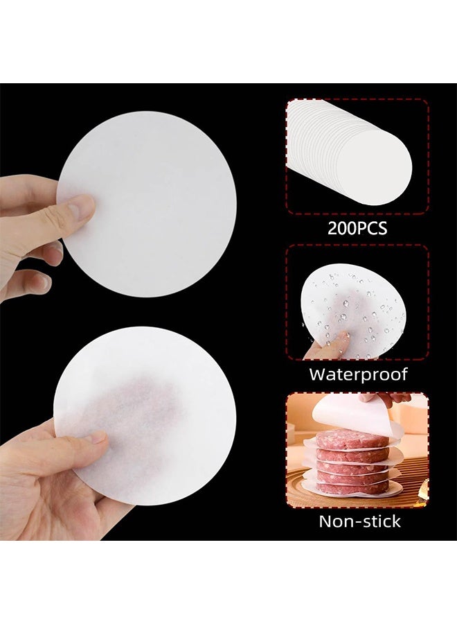 200-Piece Double Sided Burger Rounds Patty Paper 4 Inch Burger Patty Paper Sheet for Separating Burger Patty Cookies and More  - Image 4