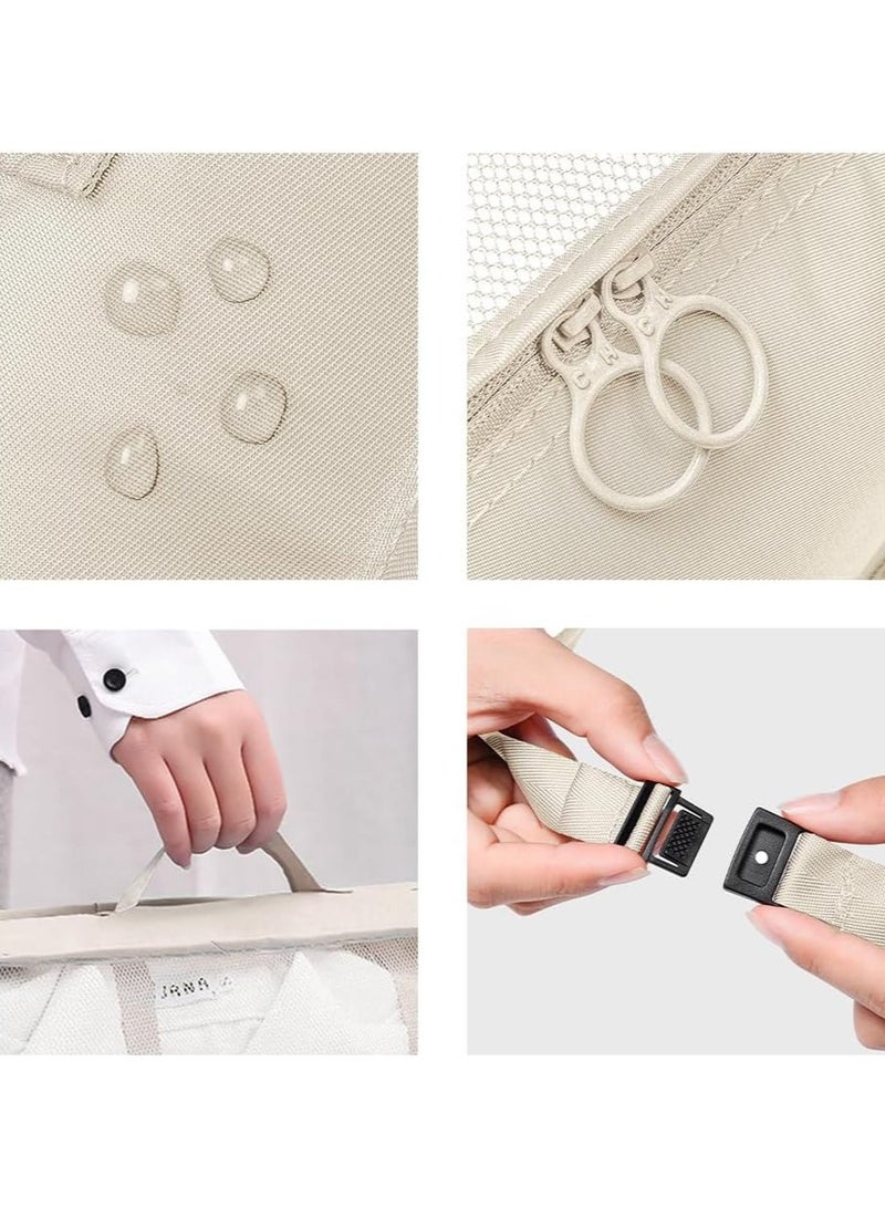 SAW & SEE 7-Piece Travel Luggage Organizer Set – Lightweight and Foldable Packing Cubes with Toiletry Bag, Perfect Suitcase Storage Solution for Neat and Hassle-Free Travel – BEIGE - Image 4