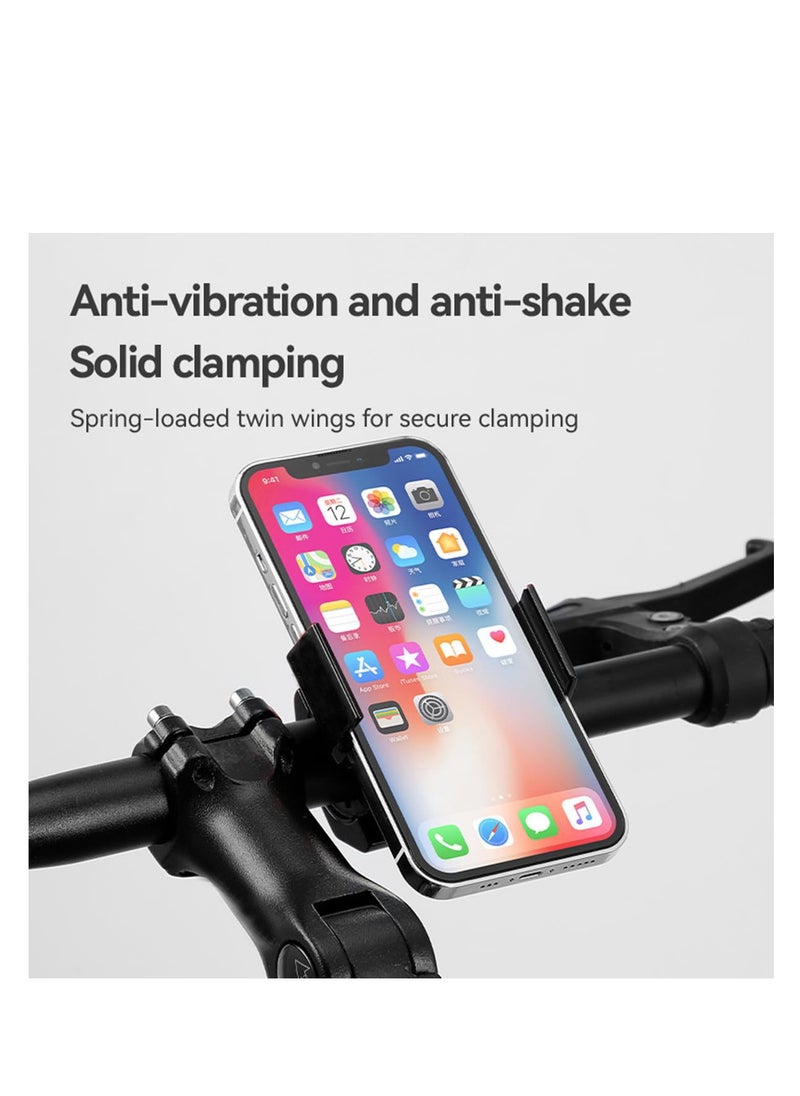 SYOSI Hidden Ring Bike Phone Holder, Aluminum Motorcycle Phone Mount, Handlebar Mounted Cell Phone Clip for Scooter, 360° Rotation, Mini Bicycle Phone Mount for 4.5-7 Inch Phones (Black)  - Image 3