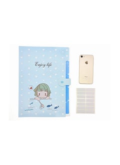 KASTWAVE 2PCS A4 Size Cartoon Pattern Expanding File Folders Cute Plastic File Folders with 5 Pockets Document Organizer With Self-adhesive Labels A4 Expanding File Folders for Paper Bill Receipt Document  - Image 2