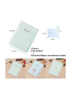 KASTWAVE 2PCS A4 Size Cartoon Pattern Expanding File Folders Cute Plastic File Folders with 5 Pockets Document Organizer With Self-adhesive Labels A4 Expanding File Folders for Paper Bill Receipt Document  - Image 4