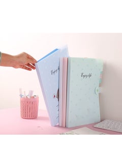 KASTWAVE 2PCS A4 Size Cartoon Pattern Expanding File Folders Cute Plastic File Folders with 5 Pockets Document Organizer With Self-adhesive Labels A4 Expanding File Folders for Paper Bill Receipt Document  - Image 5