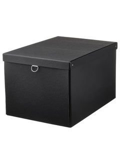 Large Black Storage Box With Lid 35 X 50 X 30 Cm Organize And Store Items Efficiently