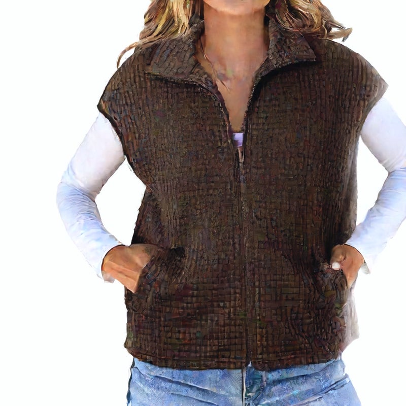 Women's Cowl Neck Vest Cardigan Long Sleeve Knitwear Autumn Winter Fashion Top - Image 2