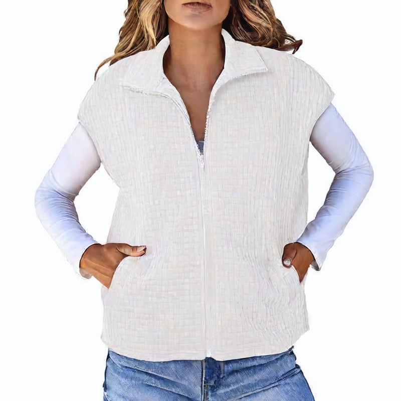 Women's Cowl Neck Vest Cardigan Long Sleeve Knitwear Autumn Winter Fashion Top - Image 1