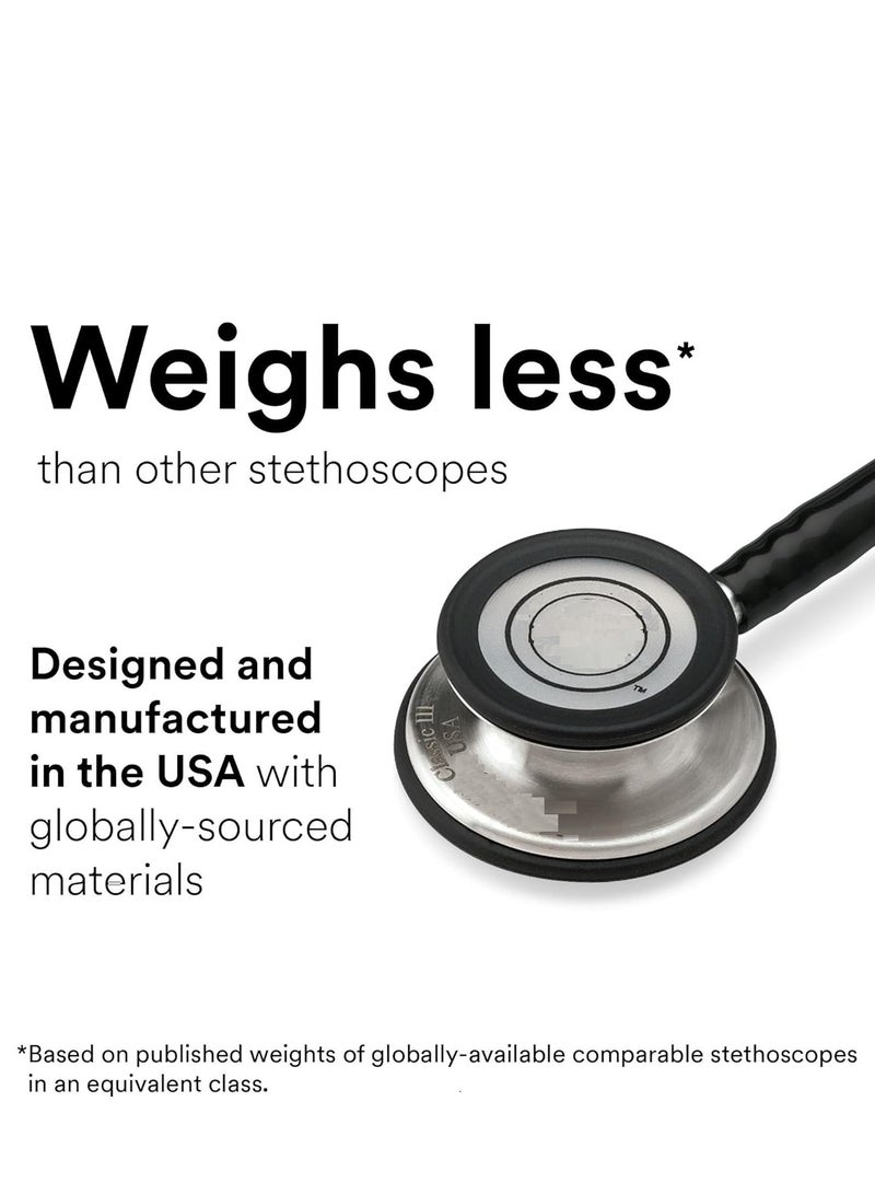 general Classic III Monitoring Stethoscope, Rainbow-Finish Chestpiece, black stem and headset, Black Tube, 69 cm, 5870 - Image 4