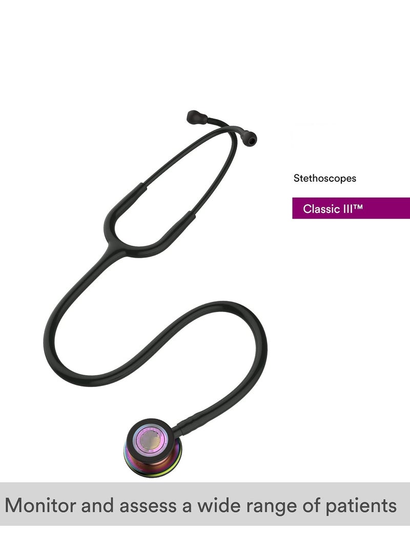 general Classic III Monitoring Stethoscope, Rainbow-Finish Chestpiece, black stem and headset, Black Tube, 69 cm, 5870 - Image 1